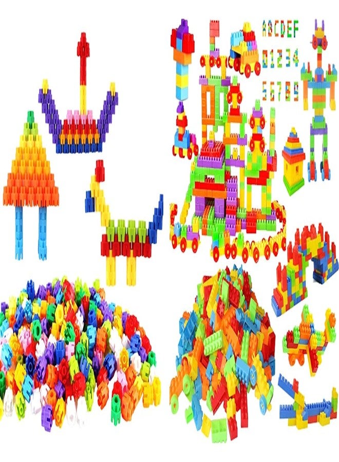 PULSBERY مجموعة ألعاب بناء غير قابلة للكسر من PULSBERY للأطفال من سن 3 إلى 8 سنوات، بنين وبنات، لون عشوائي (100 قطعة من مكعبات سداسية + 200 قطعة من مكعبات البناء) - Image 1